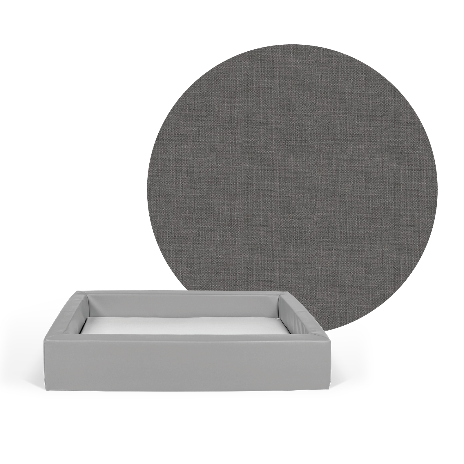 Babybett, Krippenbett mit einem Bezug aus besonders robusten Kunstleder in Stoffoptik taupe