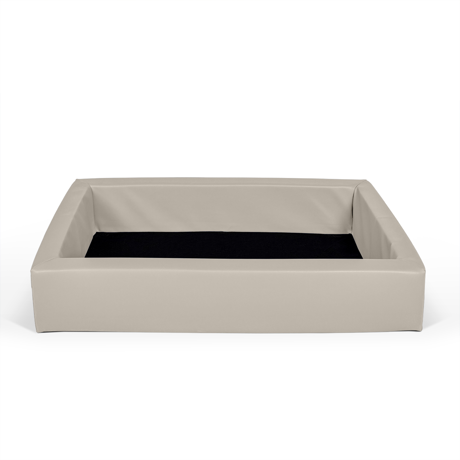 CARLO Weichschaumbett ohne Liegepolster Babybett oder Kinderbett aus Vollschaum bezogen mit Kunstleder in beige ohne Matratze