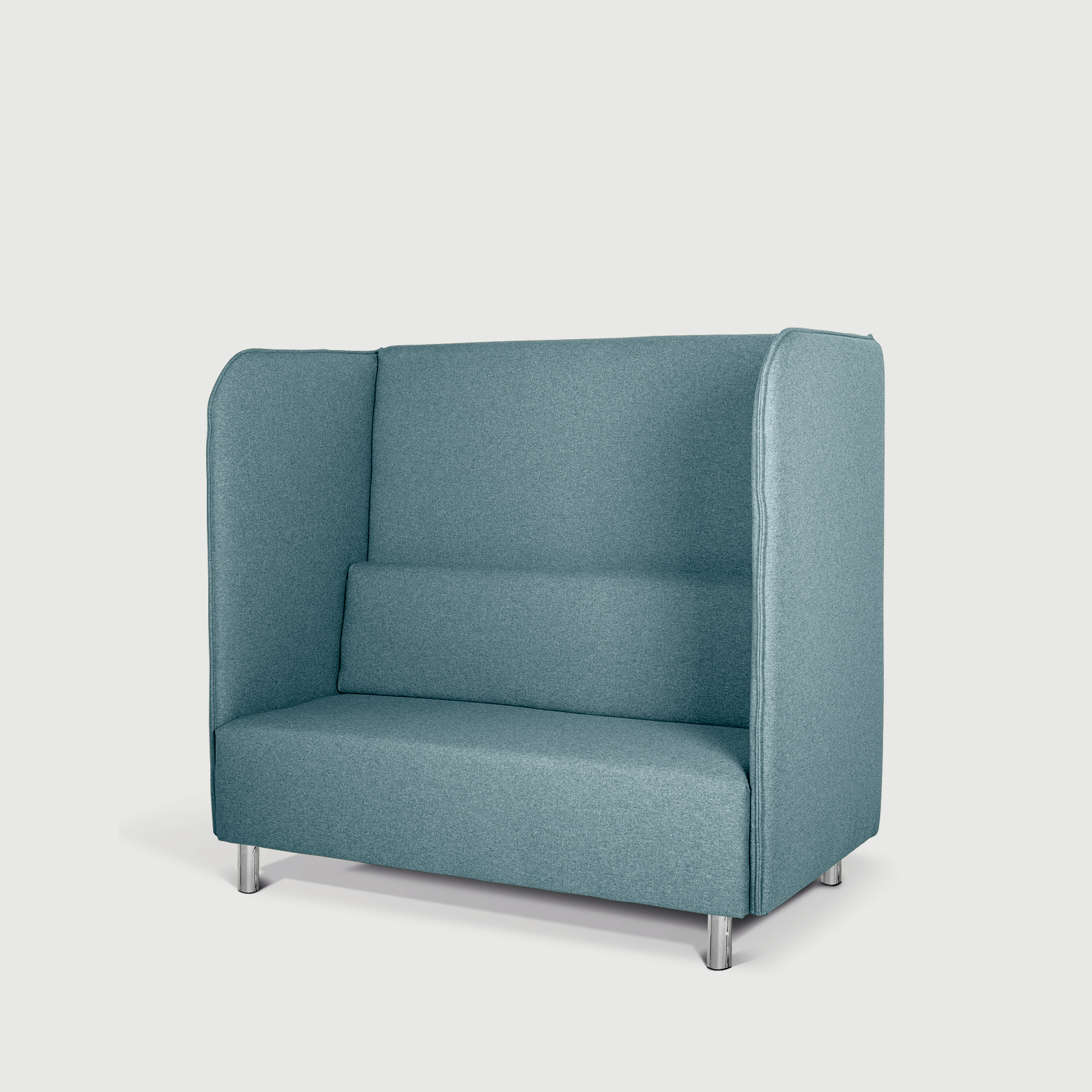 Schallschutz Sofa mit hohen Lehnen in der Farbe Blau