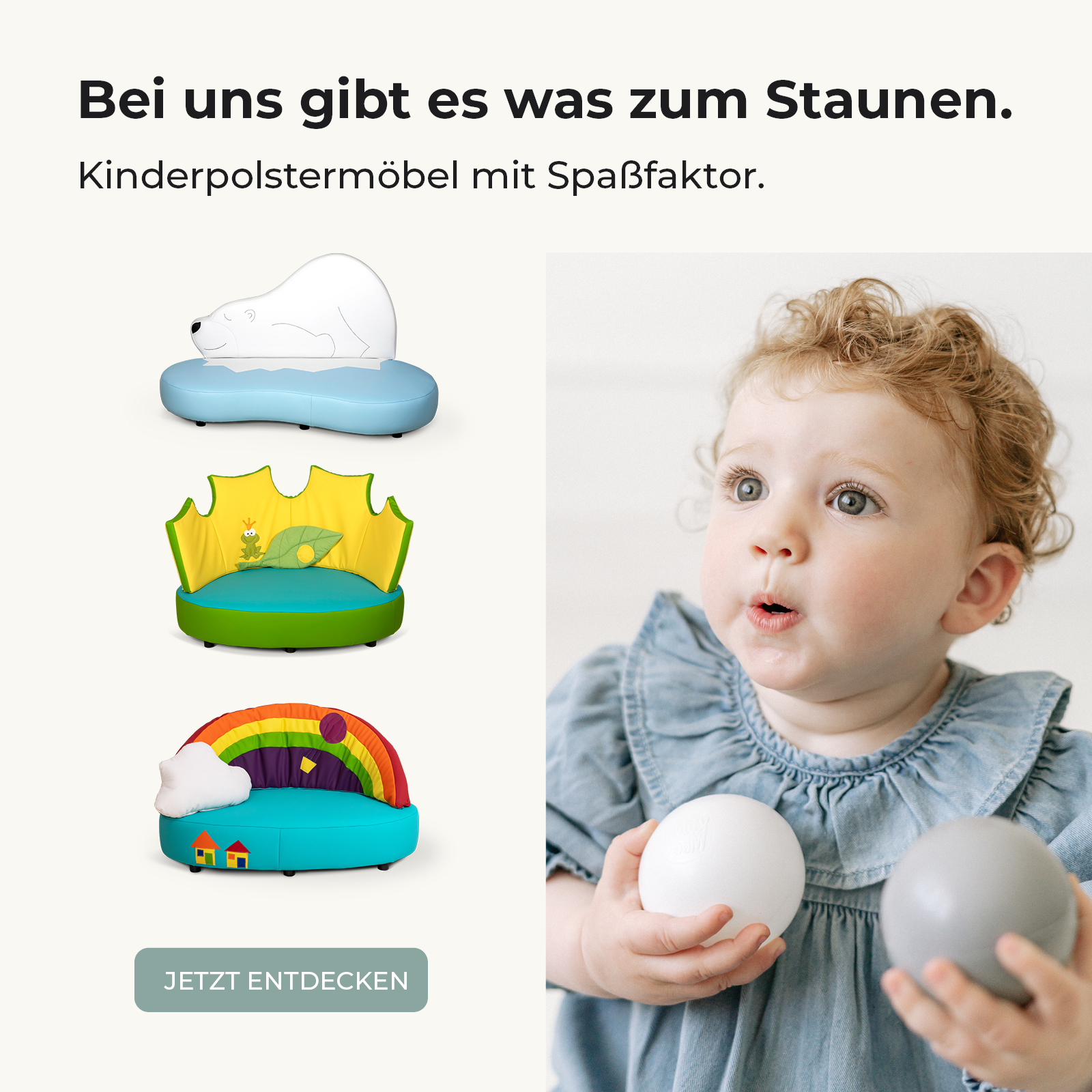 Sofas für Kinderzimmer, Kindergarten und Krippe in fantasievollen Formen