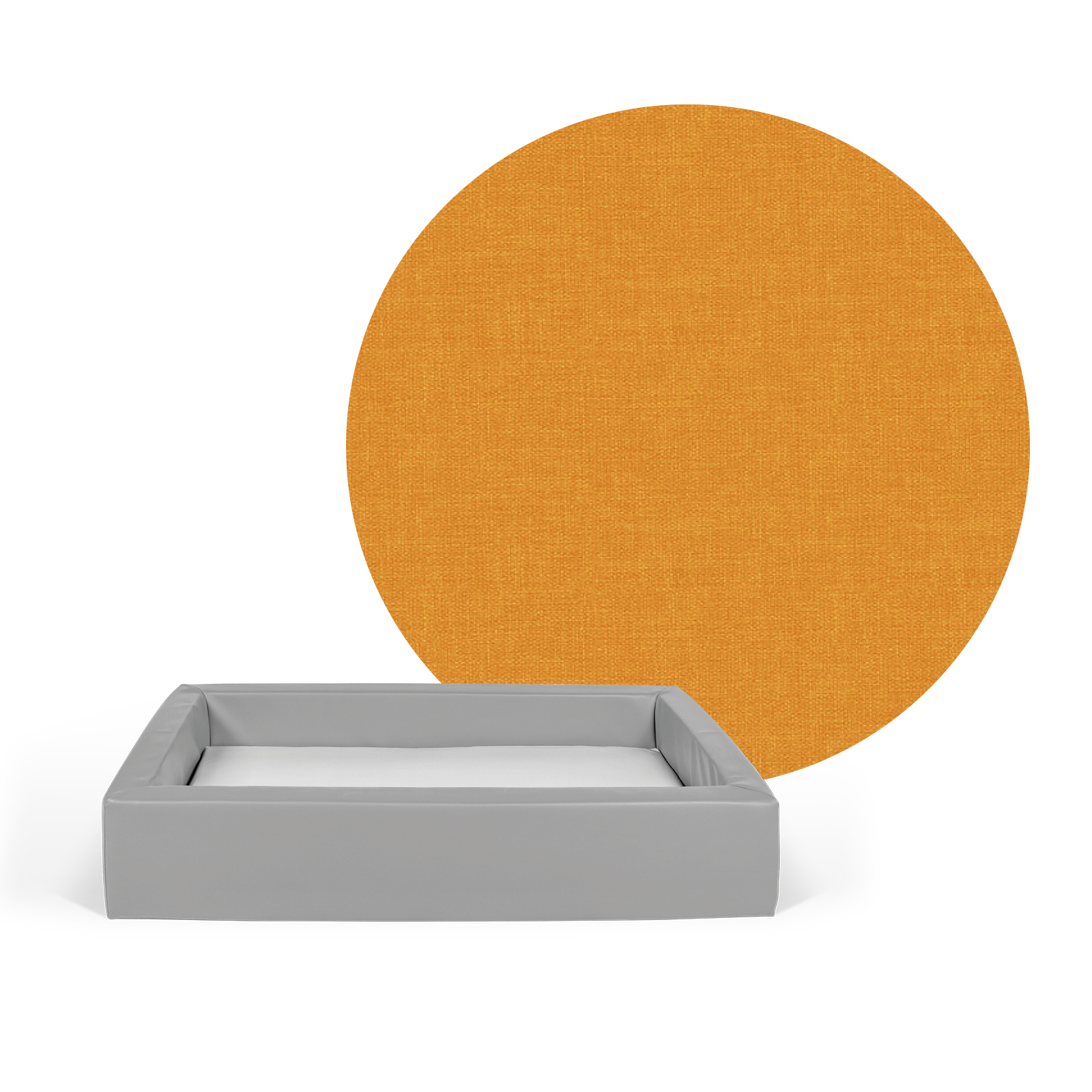 Babybett, Krippenbett mit einem Bezug aus besonders robusten Kunstleder in Stoffoptik apricot