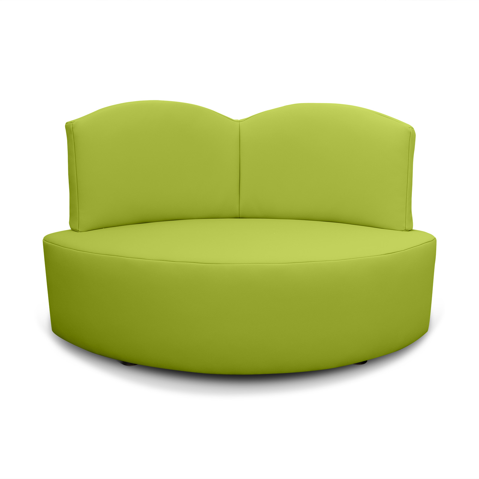 Frontalansicht des Kindersofas BASIC, schlichtes Modell ohne Motive, erhältlich in Sitzhöhe 25 cm und 38 cm, ideal für Kita, Krippe und Zuhause, Farbe limone